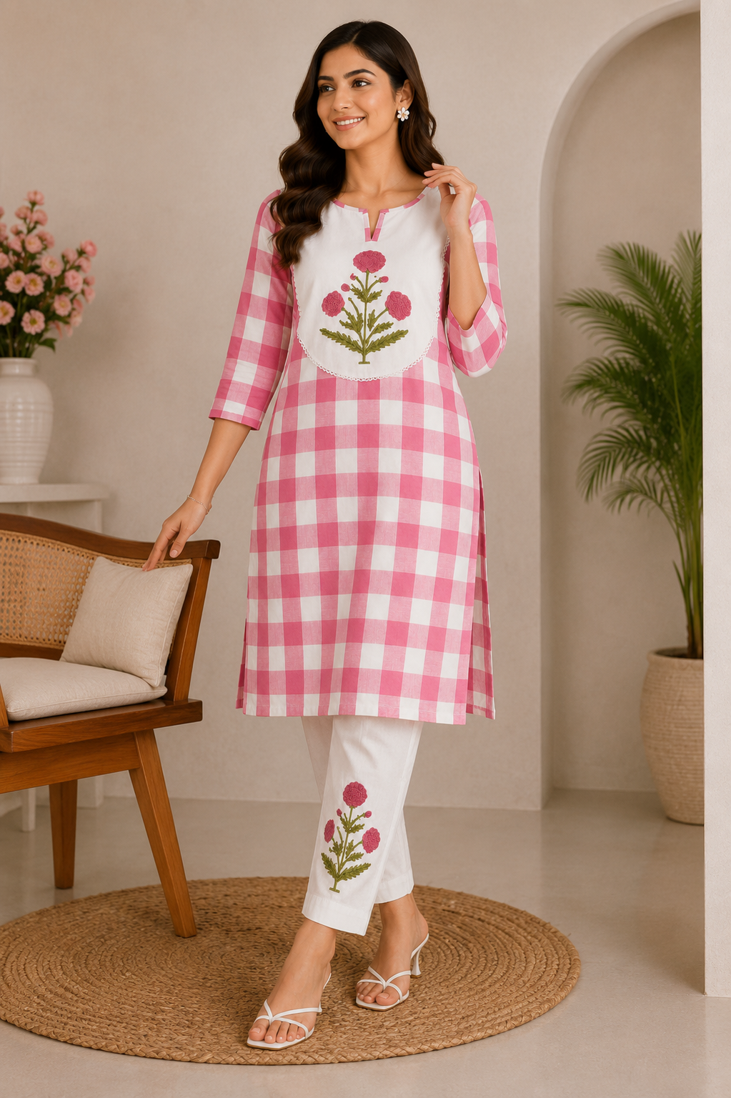 Co-ord Set With Elegant Floral Print Detailing
