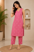 Premium Pure Cotton Kurti Adorned With Elegant Ikat Print Motifs All Over