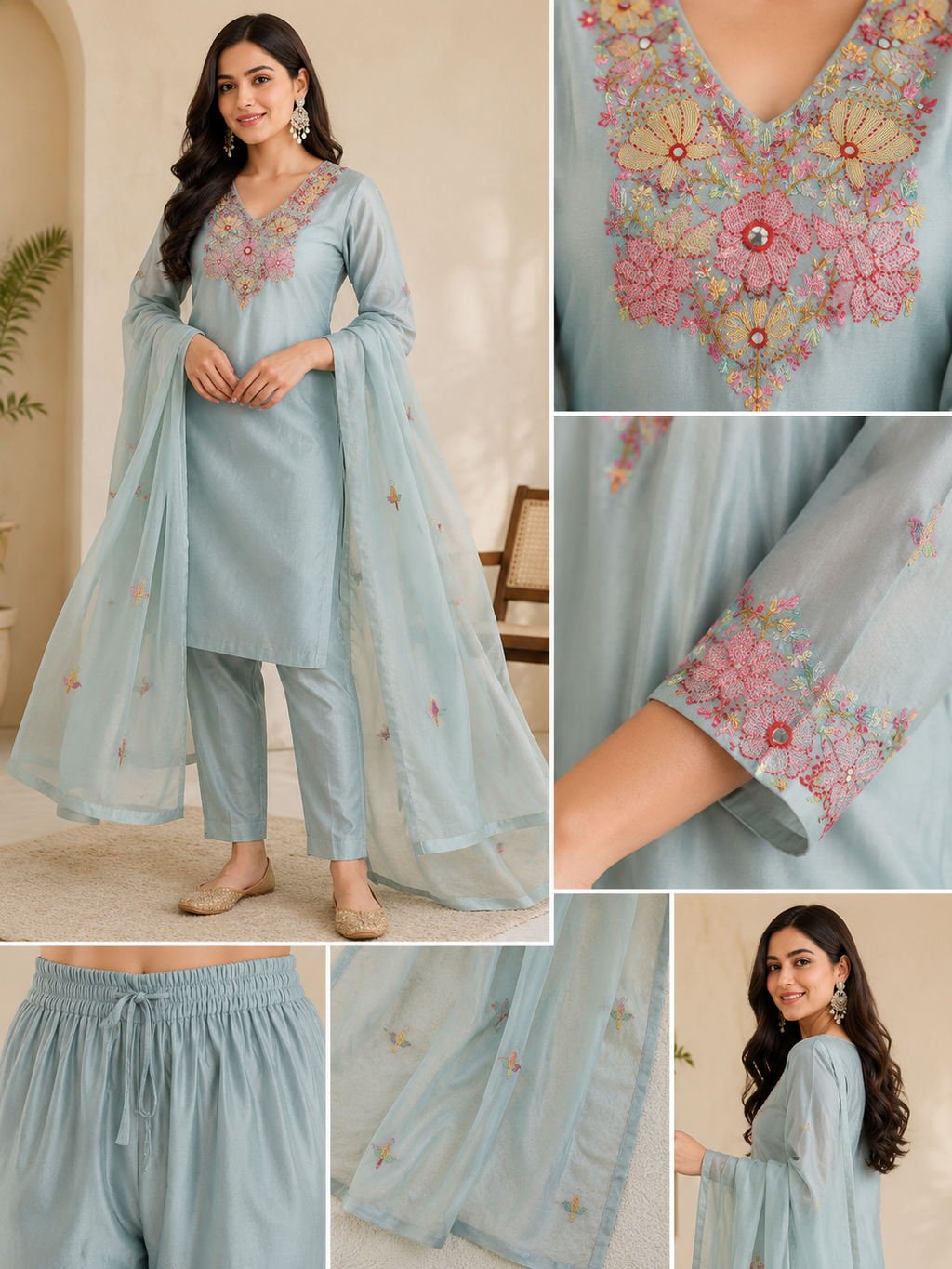 Premium Chanderi Silk Three Piece Dress Set