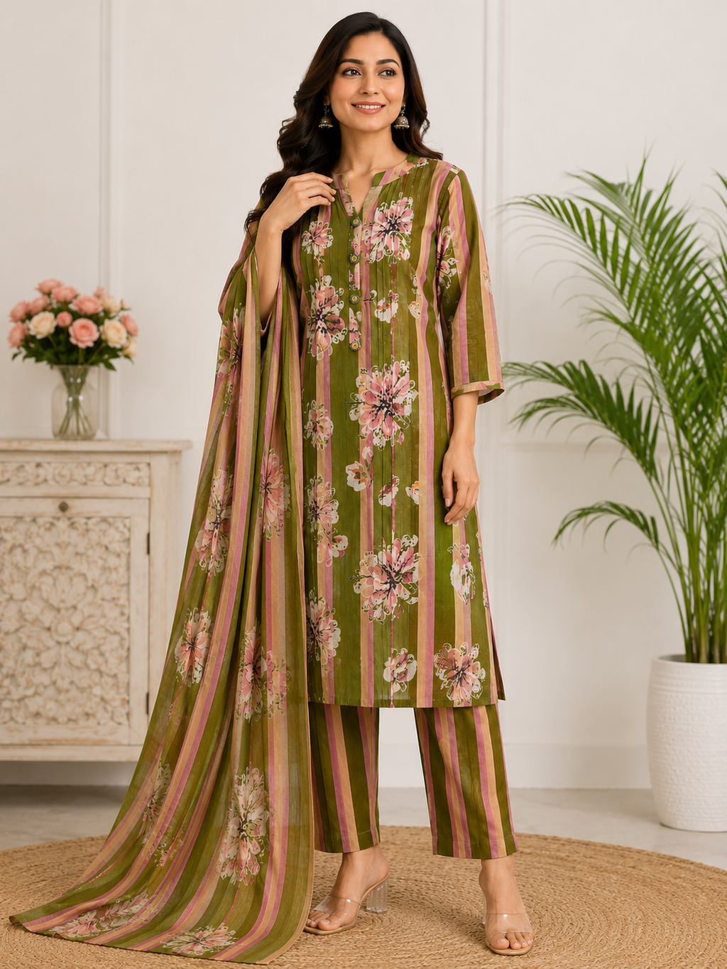 Cotton Three Piece Dress Set