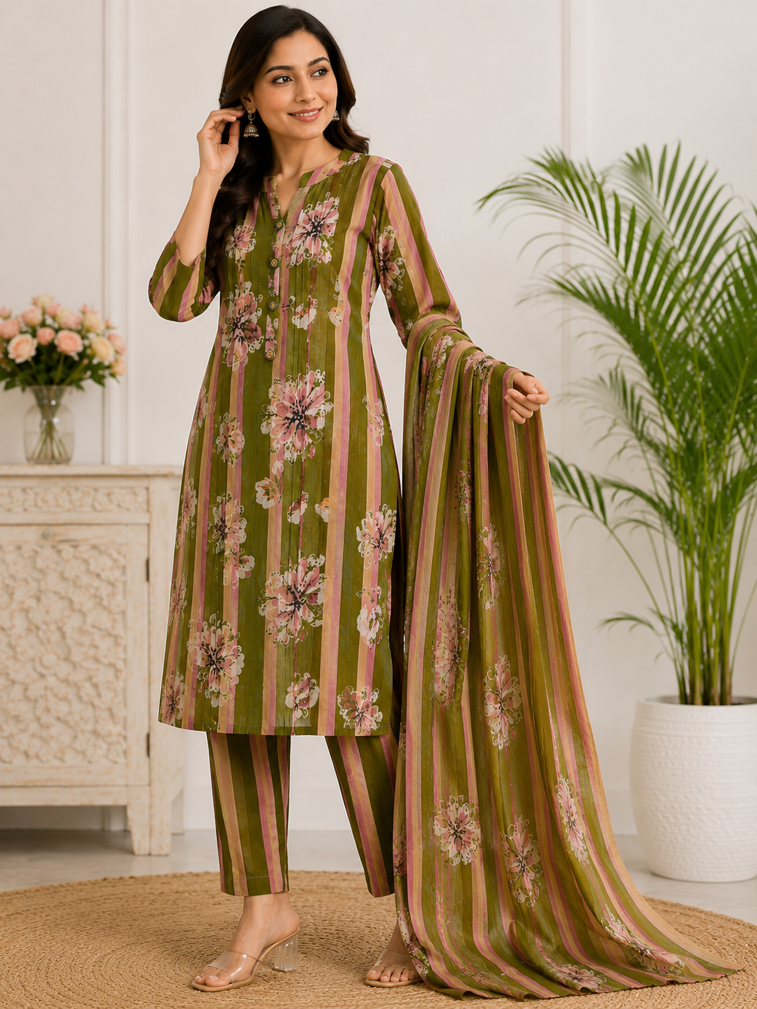 Cotton Three Piece Dress Set