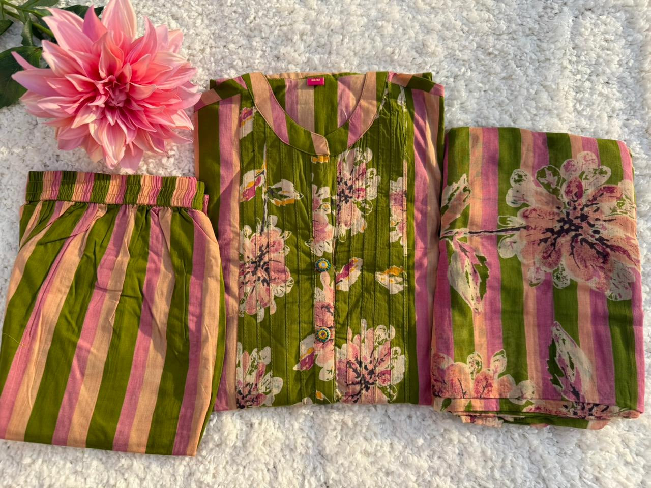 Cotton Three Piece Dress Set