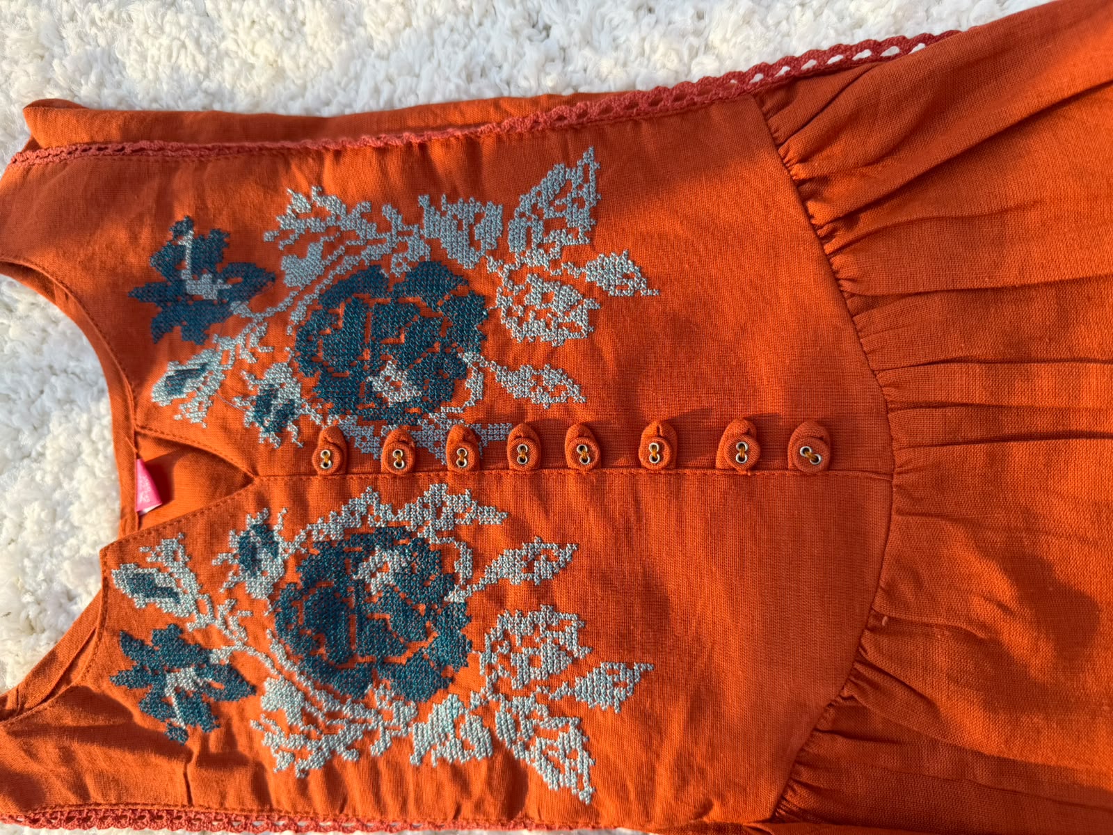 Elegant Rust Orange Gathered Kurta Set