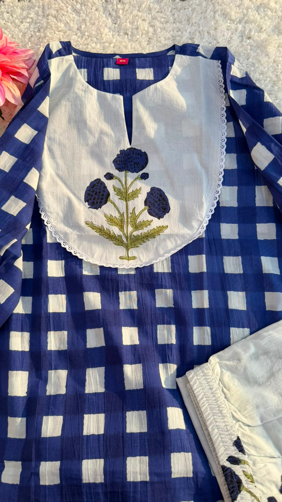 Cotton Co-ord Set With Elegant Floral Print Detailing &nbsp;