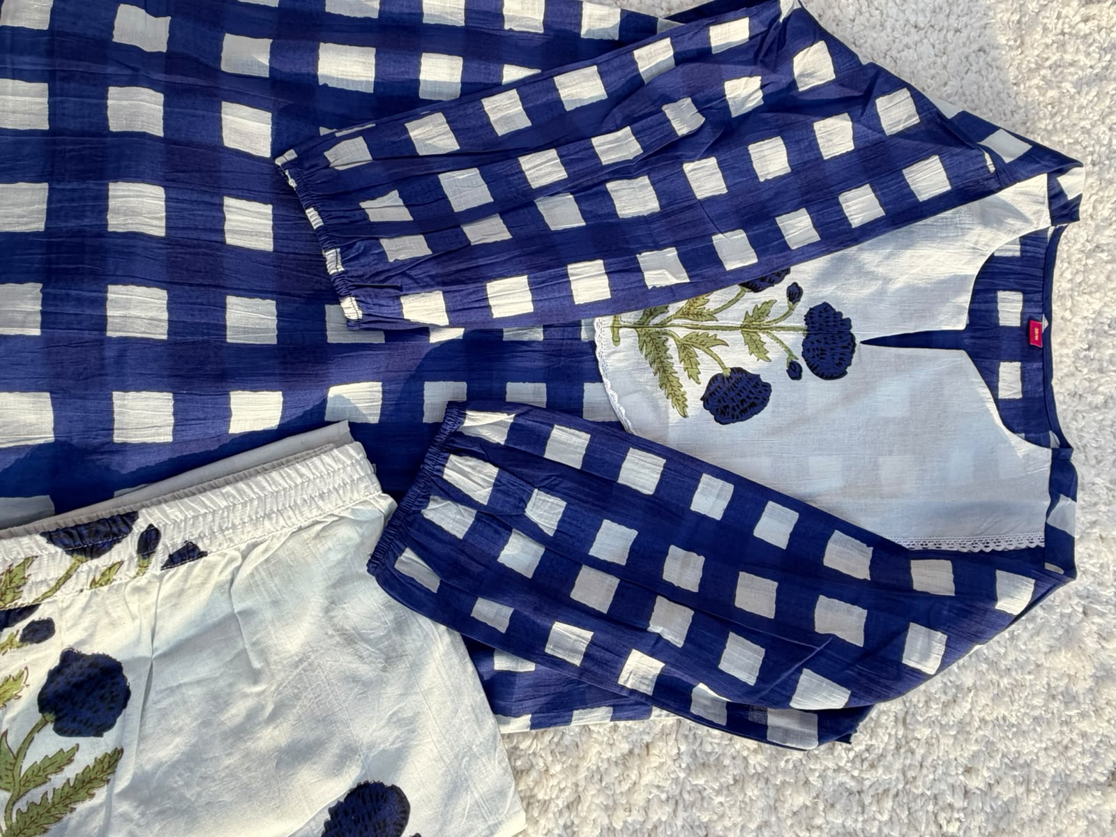 Cotton Co-ord Set With Elegant Floral Print Detailing &nbsp;