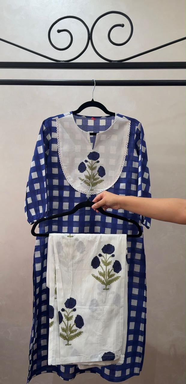 Cotton Co-ord Set With Elegant Floral Print Detailing &nbsp;