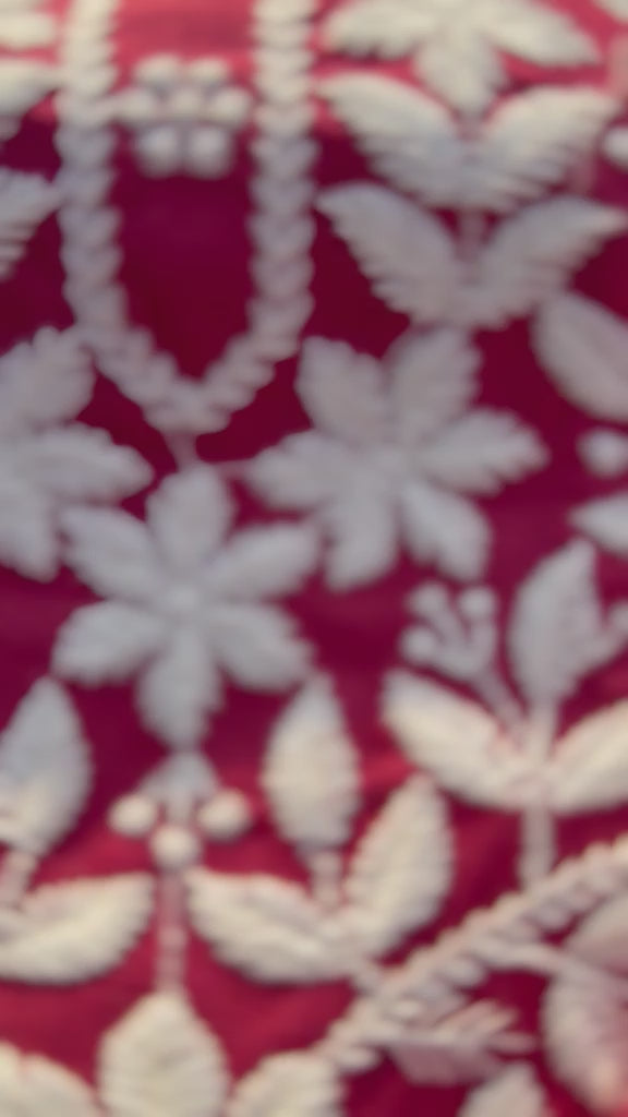 Elegant Ruby Red Cotton Blend Kurta Pant Dupatta Set